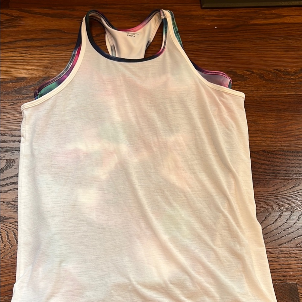 Athleta White and Black Racerback Tank Top